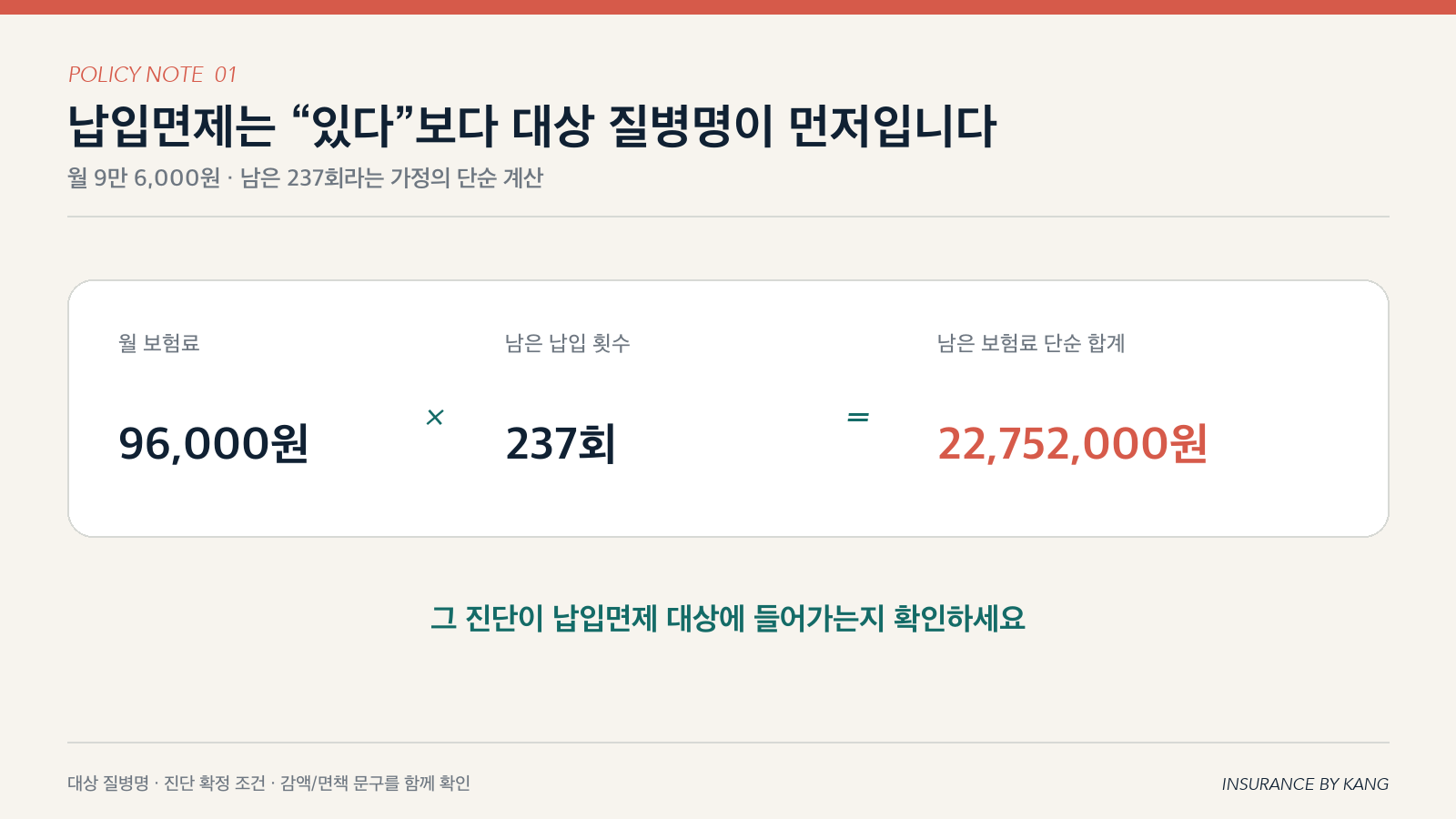 납입면제 예시 계산